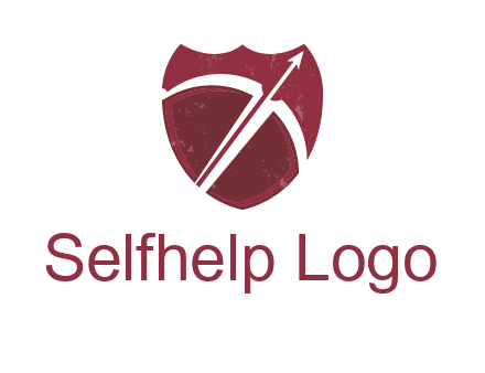 archery or sports logo with a crossbow on shield