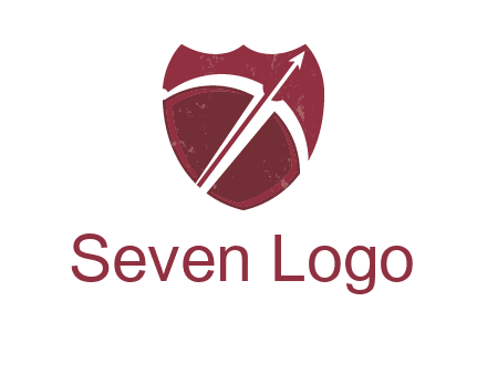 archery or sports logo with a crossbow on shield