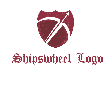 archery or sports logo with a crossbow on shield
