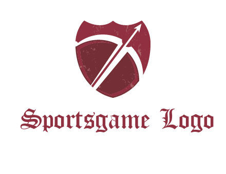 archery or sports logo with a crossbow on shield