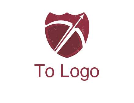 archery or sports logo with a crossbow on shield
