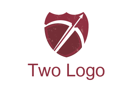 archery or sports logo with a crossbow on shield