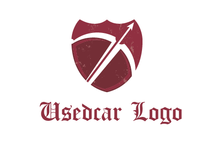 archery or sports logo with a crossbow on shield