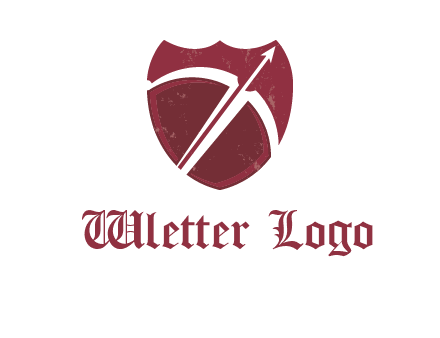archery or sports logo with a crossbow on shield