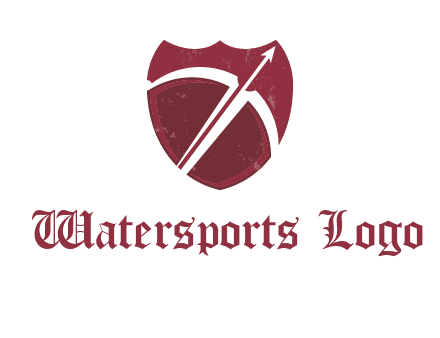 archery or sports logo with a crossbow on shield