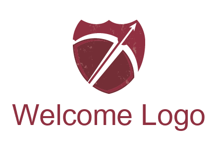 archery or sports logo with a crossbow on shield
