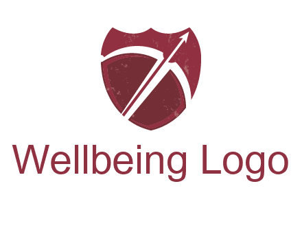 archery or sports logo with a crossbow on shield