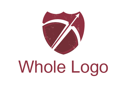 archery or sports logo with a crossbow on shield