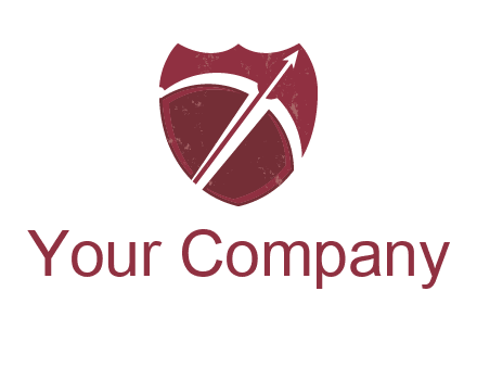 archery or sports logo with a crossbow on shield
