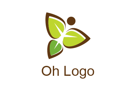 butterfly made of leaves logo