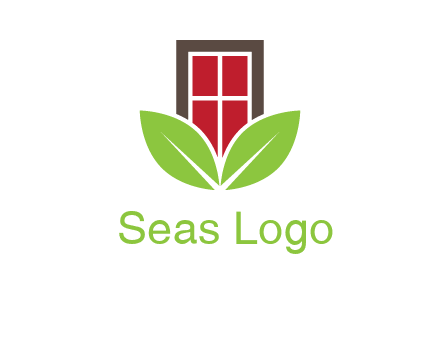 window with leaves logo
