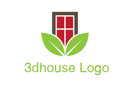 window with leaves logo