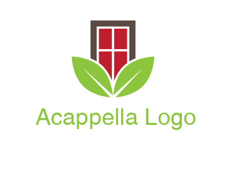 window with leaves logo