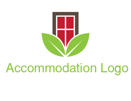 window with leaves logo