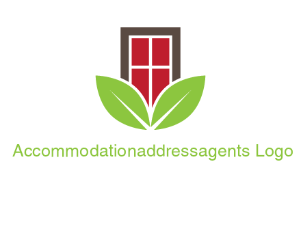 window with leaves logo