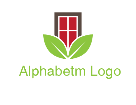 window with leaves logo