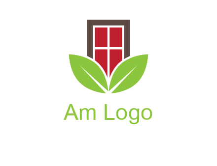 window with leaves logo