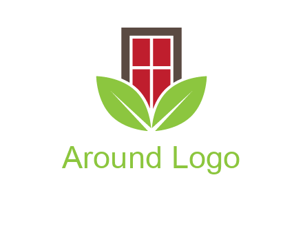 window with leaves logo