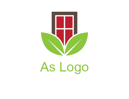 window with leaves logo