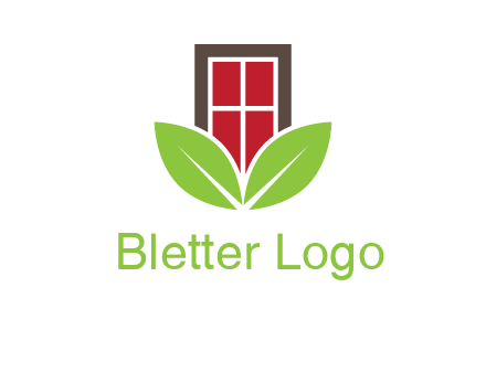 window with leaves logo