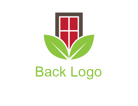 window with leaves logo