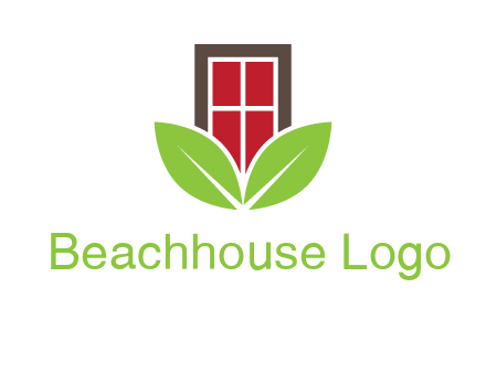 window with leaves logo
