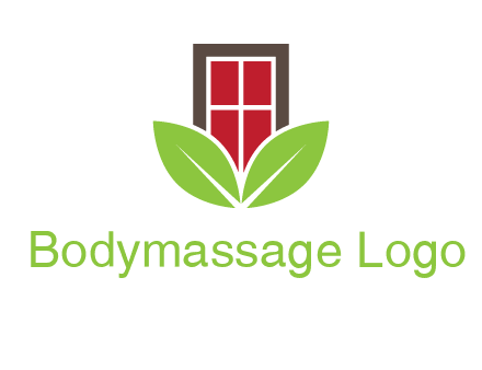 window with leaves logo