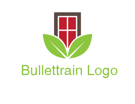 window with leaves logo