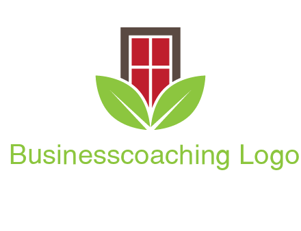 window with leaves logo