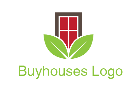 window with leaves logo