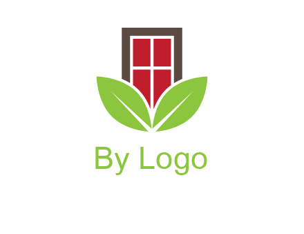 window with leaves logo