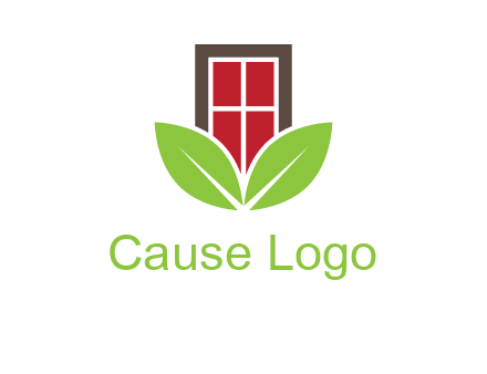 window with leaves logo