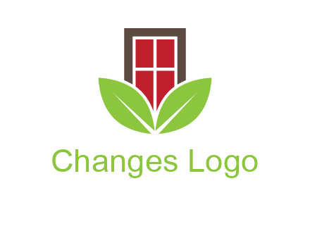 window with leaves logo