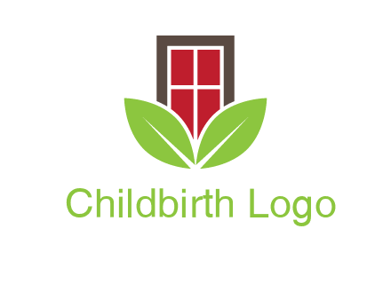 window with leaves logo