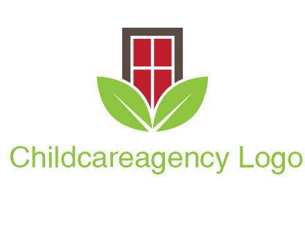 window with leaves logo