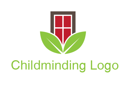 window with leaves logo