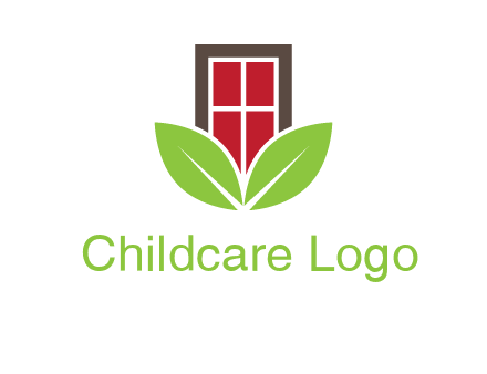 window with leaves logo