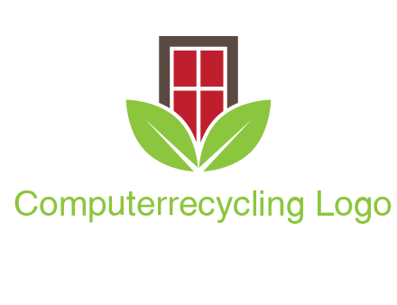 window with leaves logo