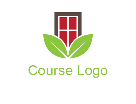 window with leaves logo