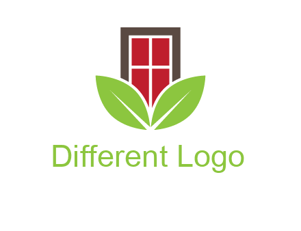 window with leaves logo
