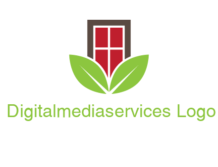 window with leaves logo