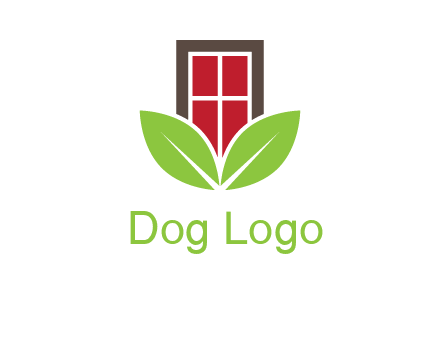 window with leaves logo