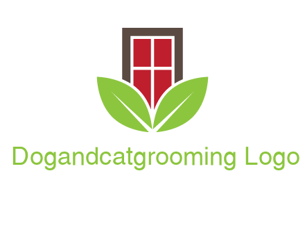 window with leaves logo