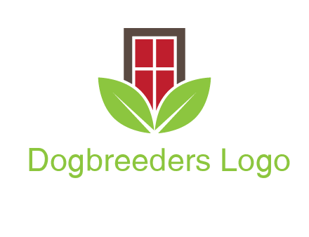 window with leaves logo