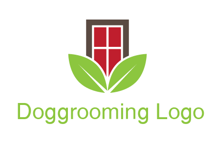 window with leaves logo