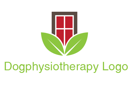 window with leaves logo
