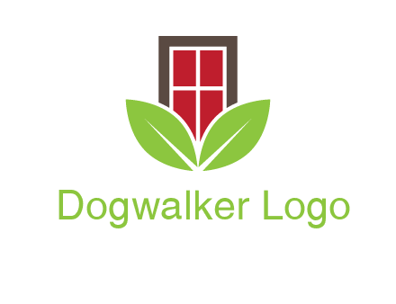 window with leaves logo