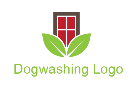 window with leaves logo