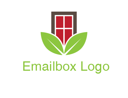 window with leaves logo