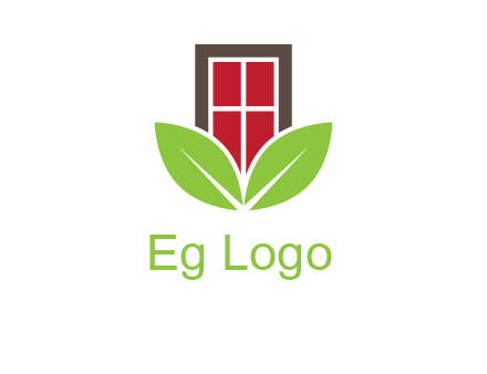window with leaves logo